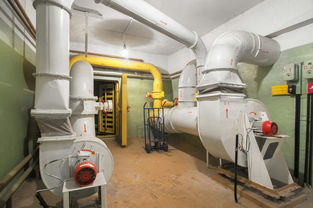 Big old air ventilation system in shelter